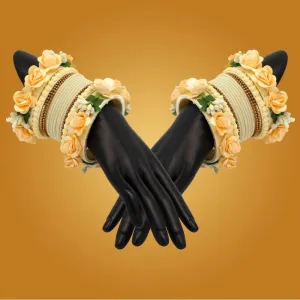 Generic Women's Off White Color Floral Bangles Set: 2.4