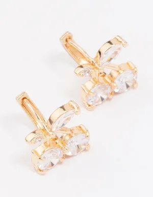 Gold Diamante Cherry Huggie Hoop Earrings