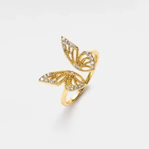Gold Plated Butterfly Statement Ring