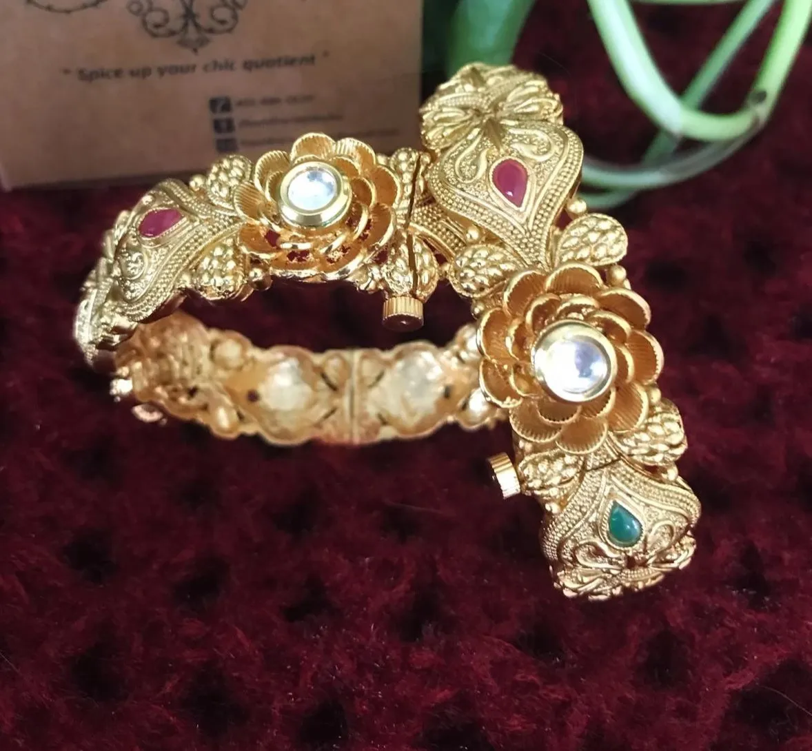 Gold Plated Matte Designer Bengali Styles Bangles