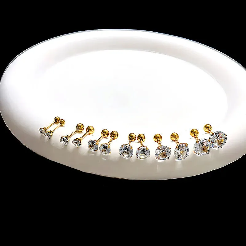 Gold Zirconia Studs Set