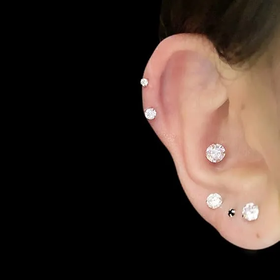 Gold Zirconia Studs Set