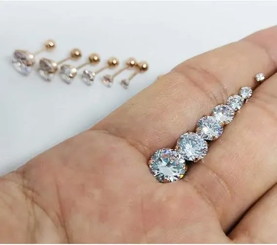Gold Zirconia Studs Set