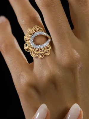 Golden Radiance Filigree Statement Ring