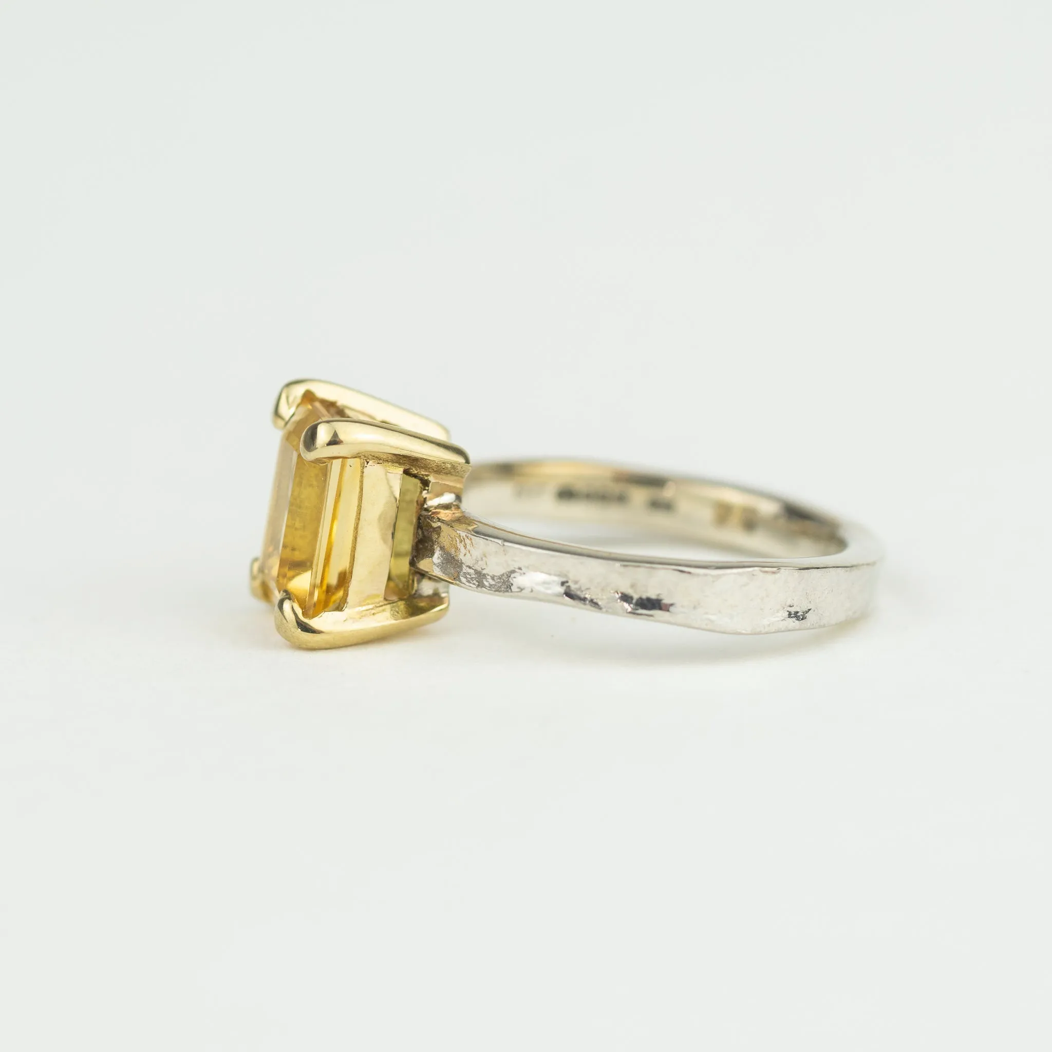 Guinevere - Citrine Silver and Gold Statement Ring