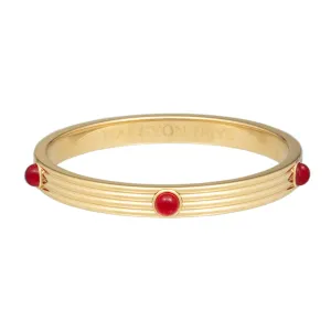 Halcyon Days Ribbed Cabohon - Ruby - Gold - Bangle
