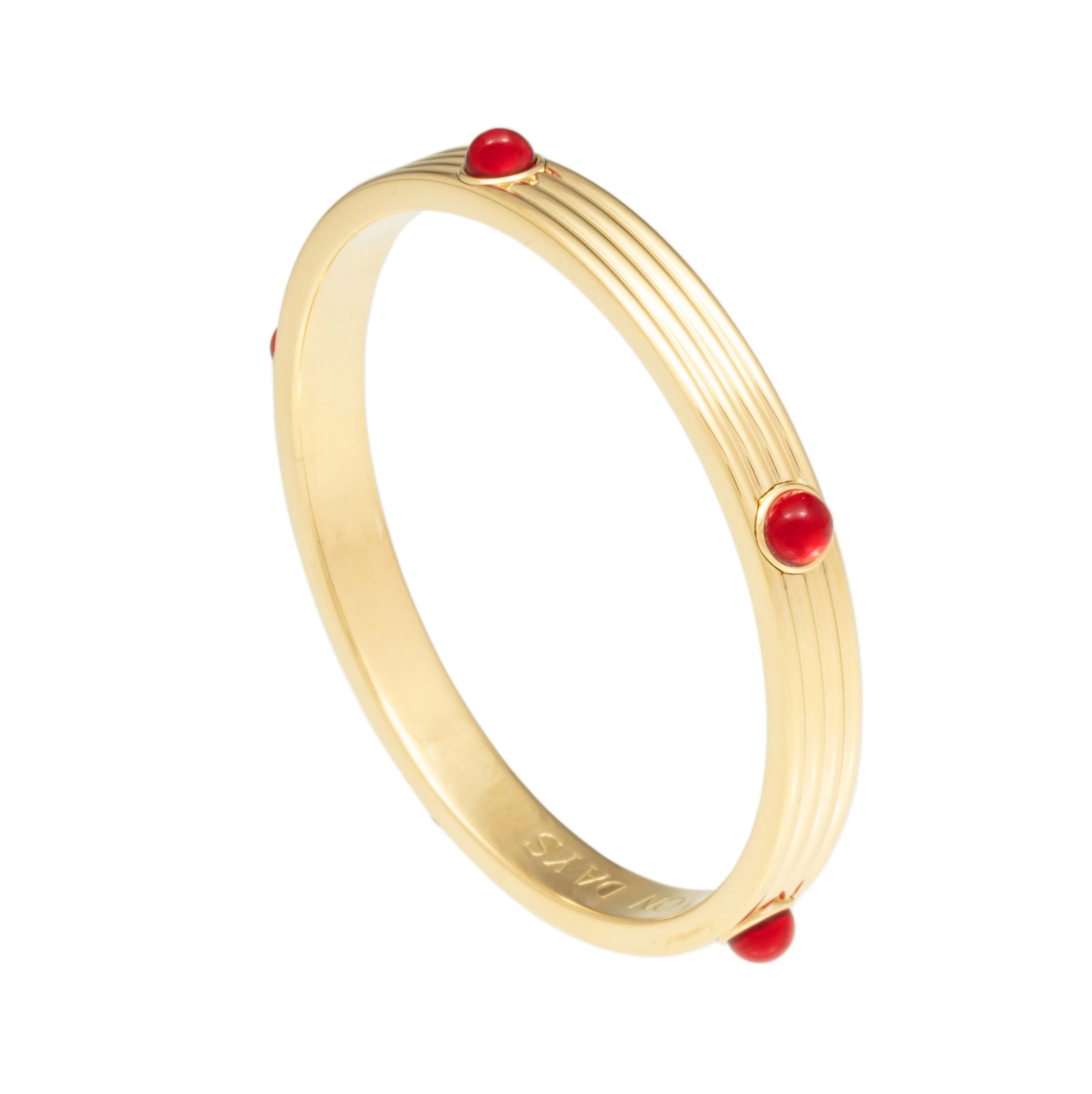 Halcyon Days Ribbed Cabohon - Ruby - Gold - Bangle