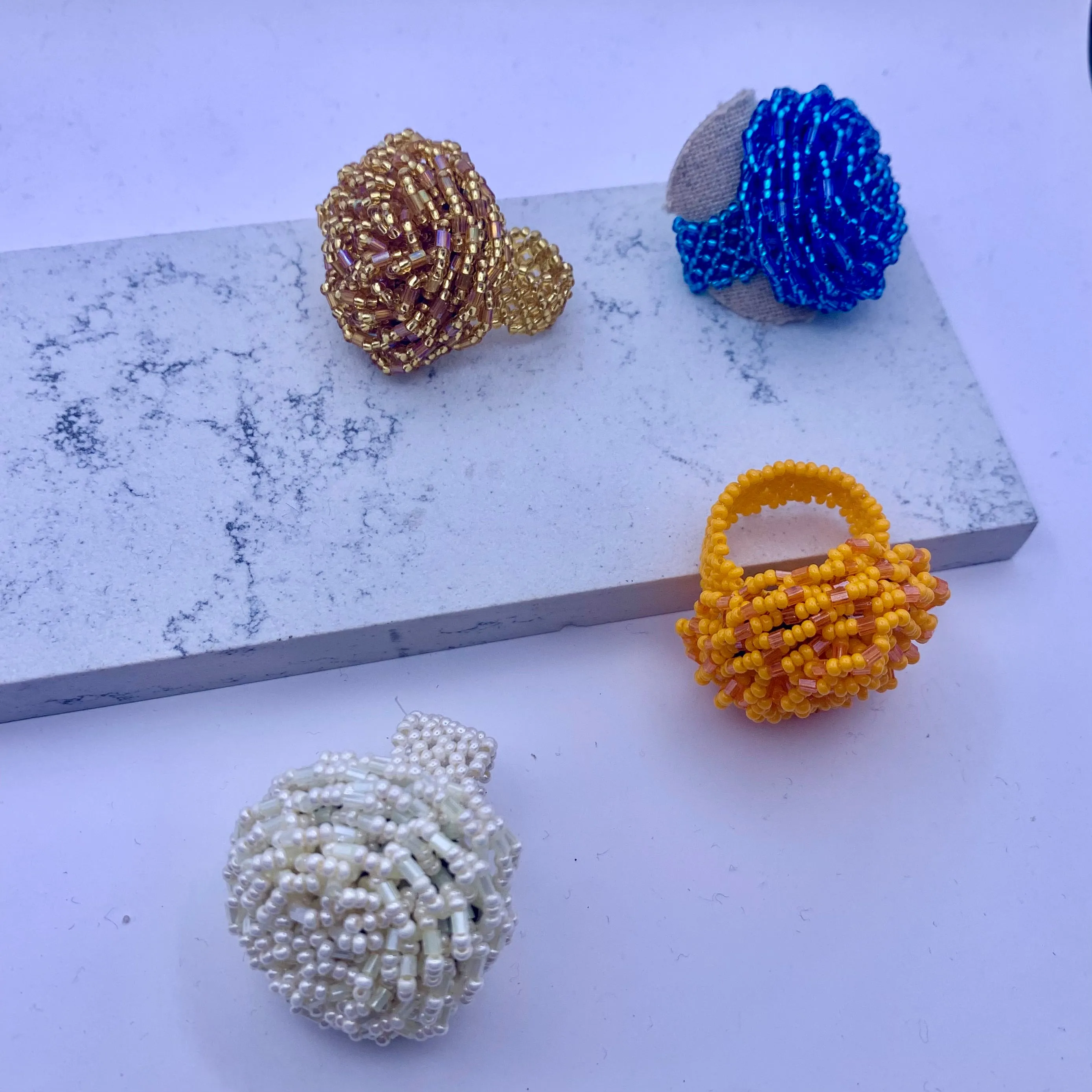 Handmade Beaded Statement Ring (Staple colours)