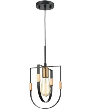 Heathrow 1-Light Mini Pendant Matte Black/Satin Brass