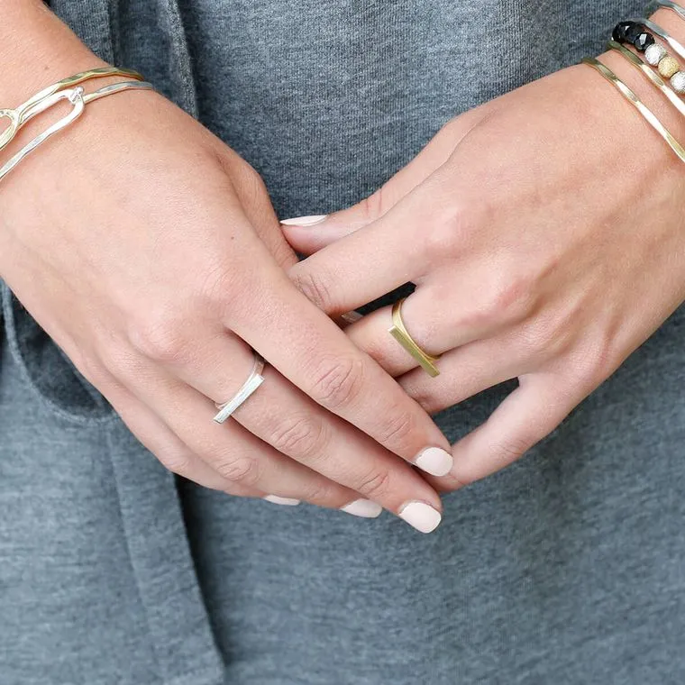 Horizontal Bar Ring - Silver