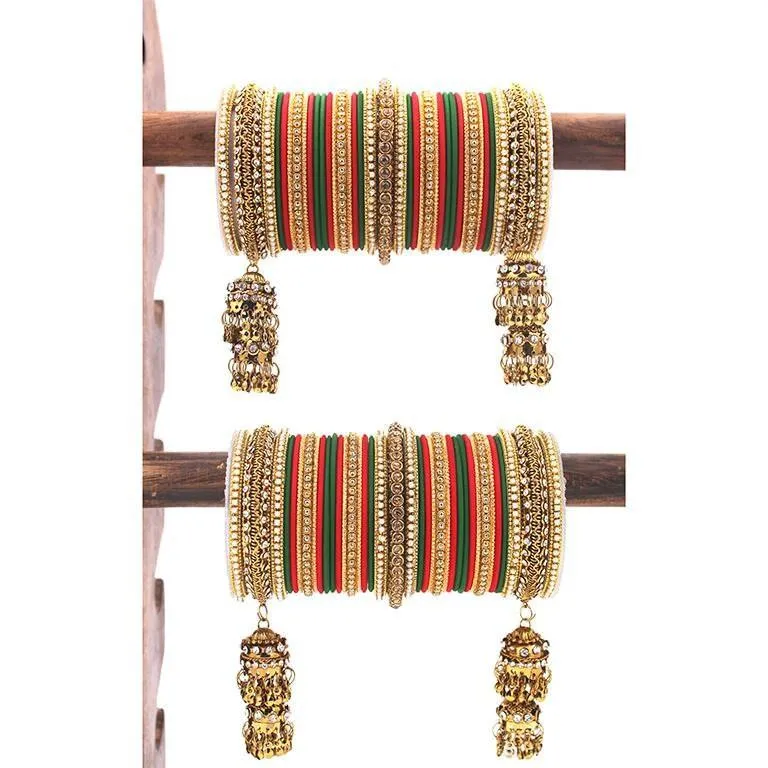 Indian Bangle set, Bridal bangles, Thread Bangles, Traditional Bracelet, Bridal Choora Set