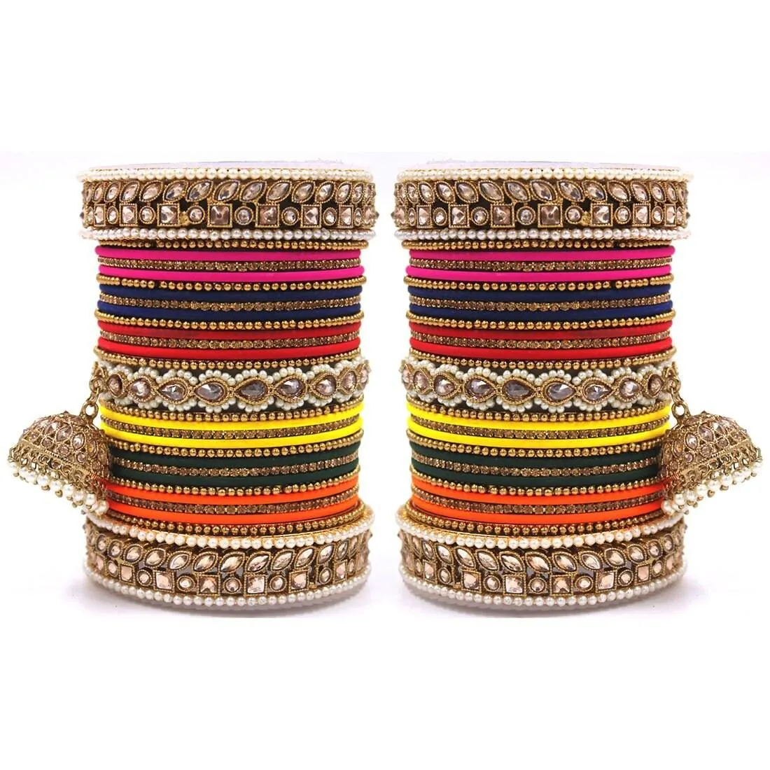 Indian Wedding Bangles With Stone Work Wedding Bangles Indian Jewelry with Jhumki Border