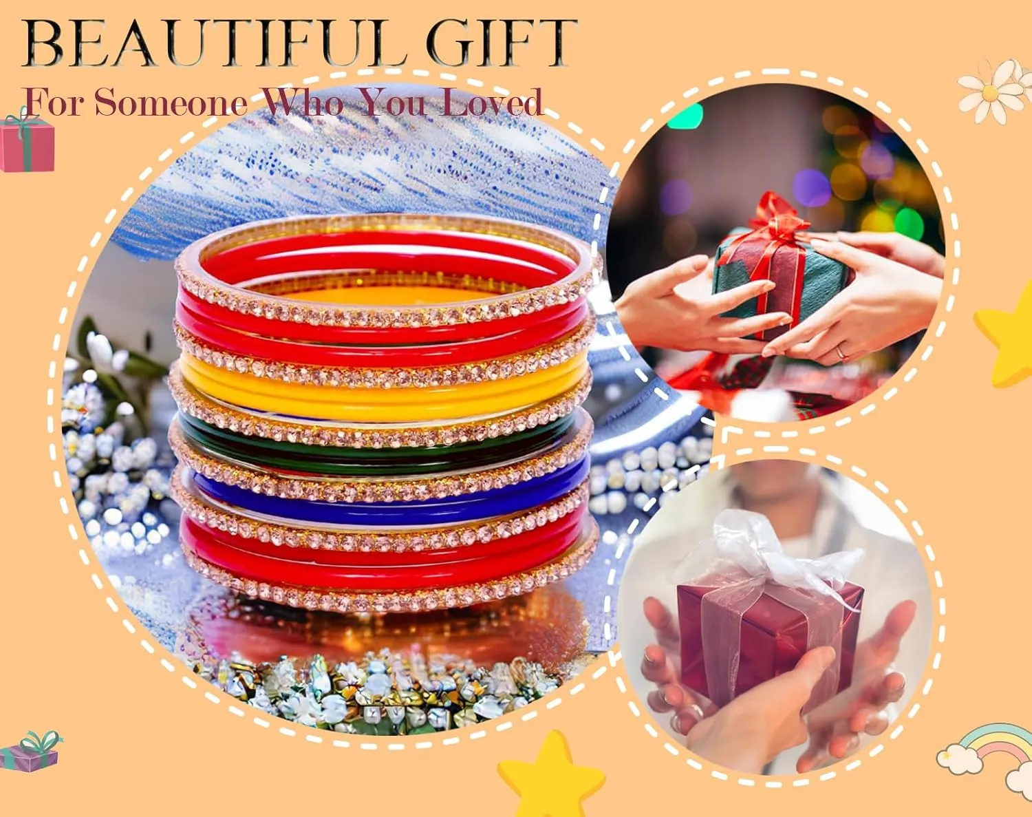 JD'Z COLLECTION Indian Glass Bangle Bracelets For Women Multicolor Plain Bangles Set For Women Multicolor With CZ Stone Set of 16 Jewelry Bangles Bracelet