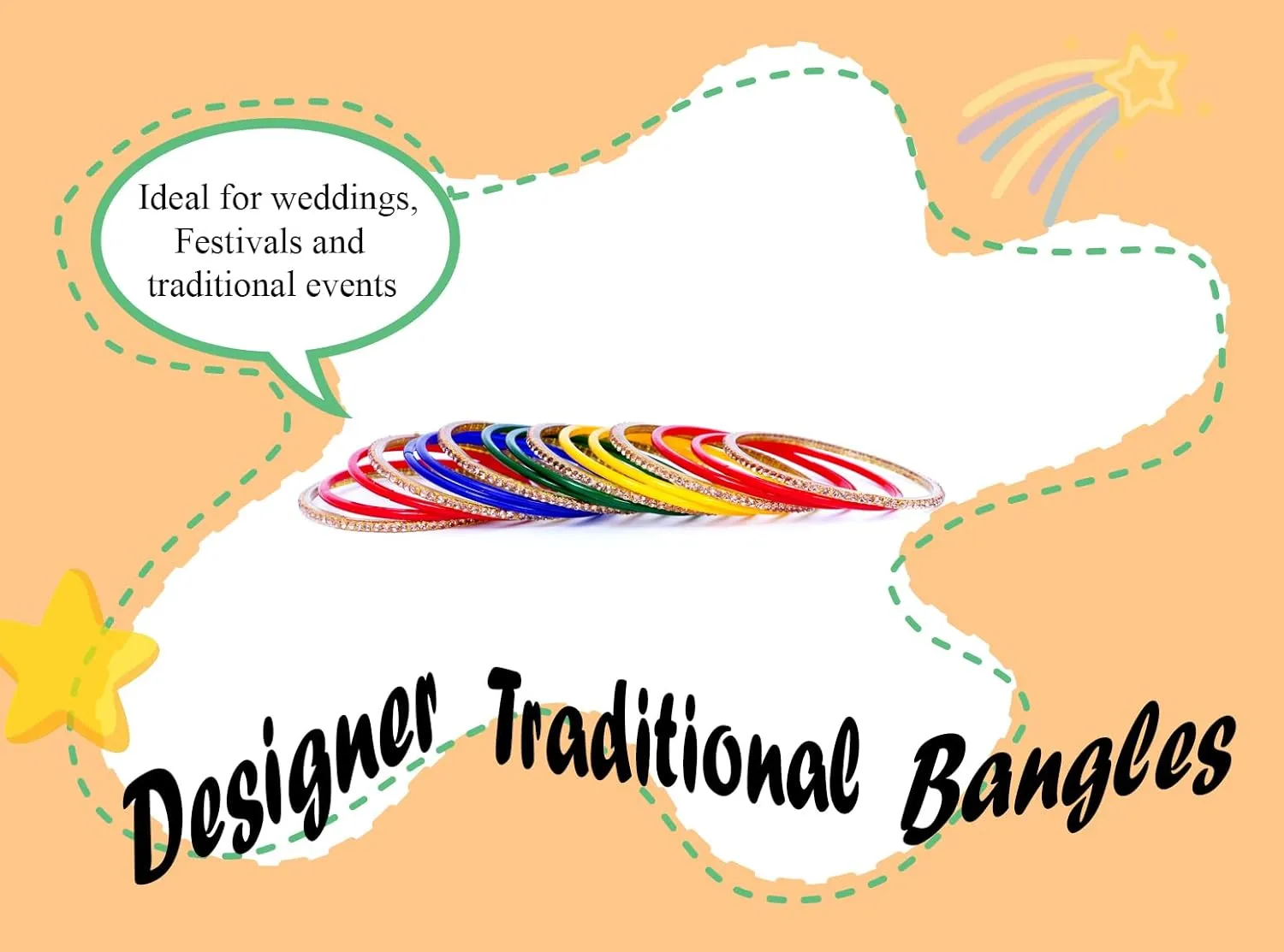 JD'Z COLLECTION Indian Glass Bangle Bracelets For Women Multicolor Plain Bangles Set For Women Multicolor With CZ Stone Set of 16 Jewelry Bangles Bracelet