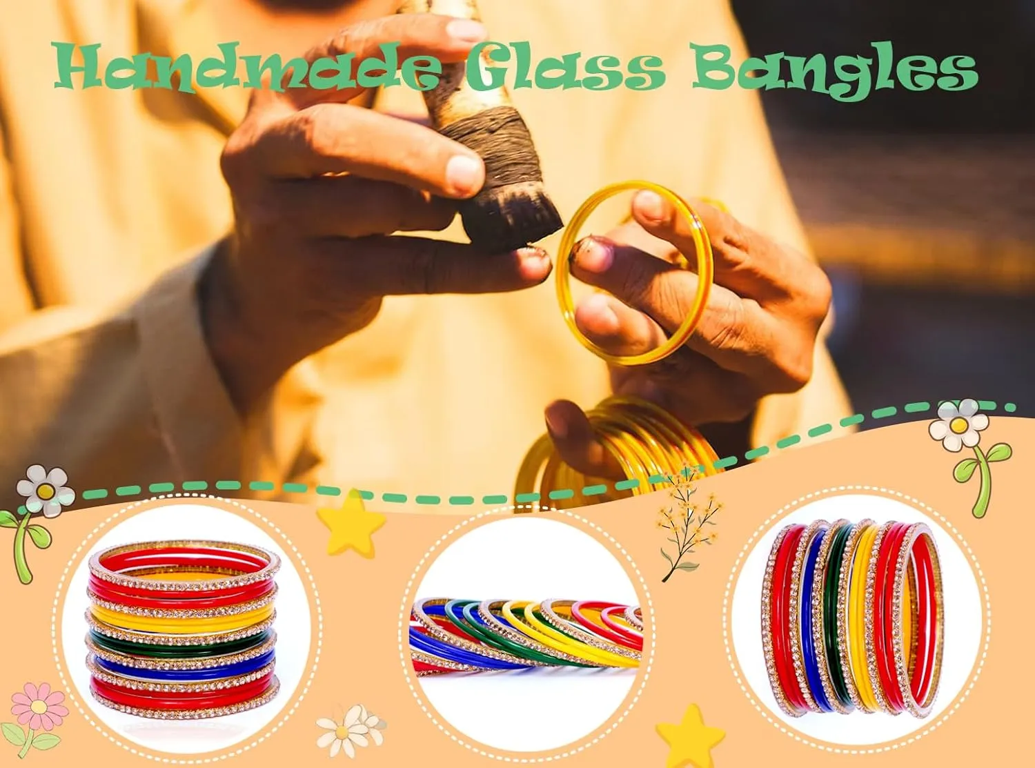 JD'Z COLLECTION Indian Glass Bangle Bracelets For Women Multicolor Plain Bangles Set For Women Multicolor With CZ Stone Set of 16 Jewelry Bangles Bracelet