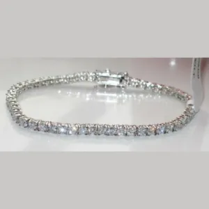 Jewellery Kingdom Cubic Zirconia Classic Rhodium 8 Carat Ladies Tennis Bracelet (Silver)