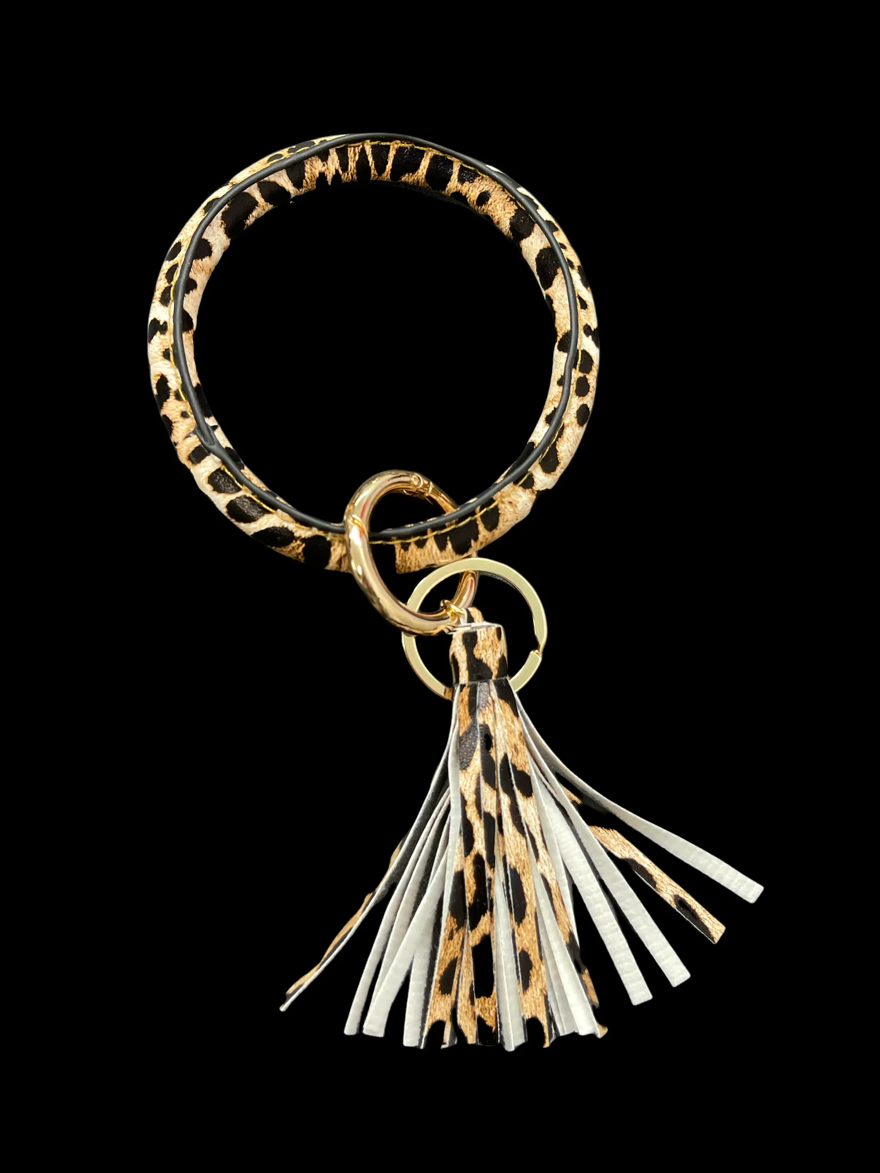 Keychain Bracelet Wristlet Bangle with Leather Tassel