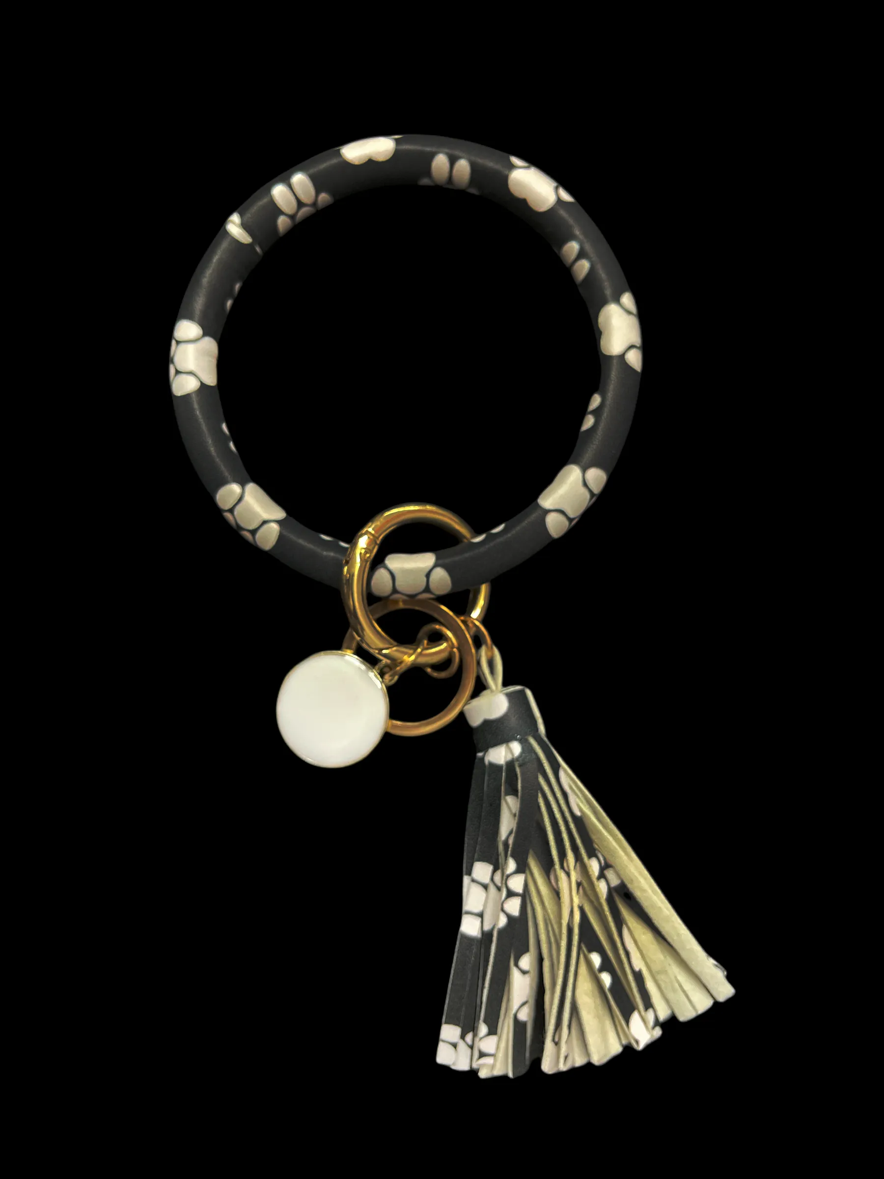 Keychain Bracelet Wristlet Bangle with Leather Tassel