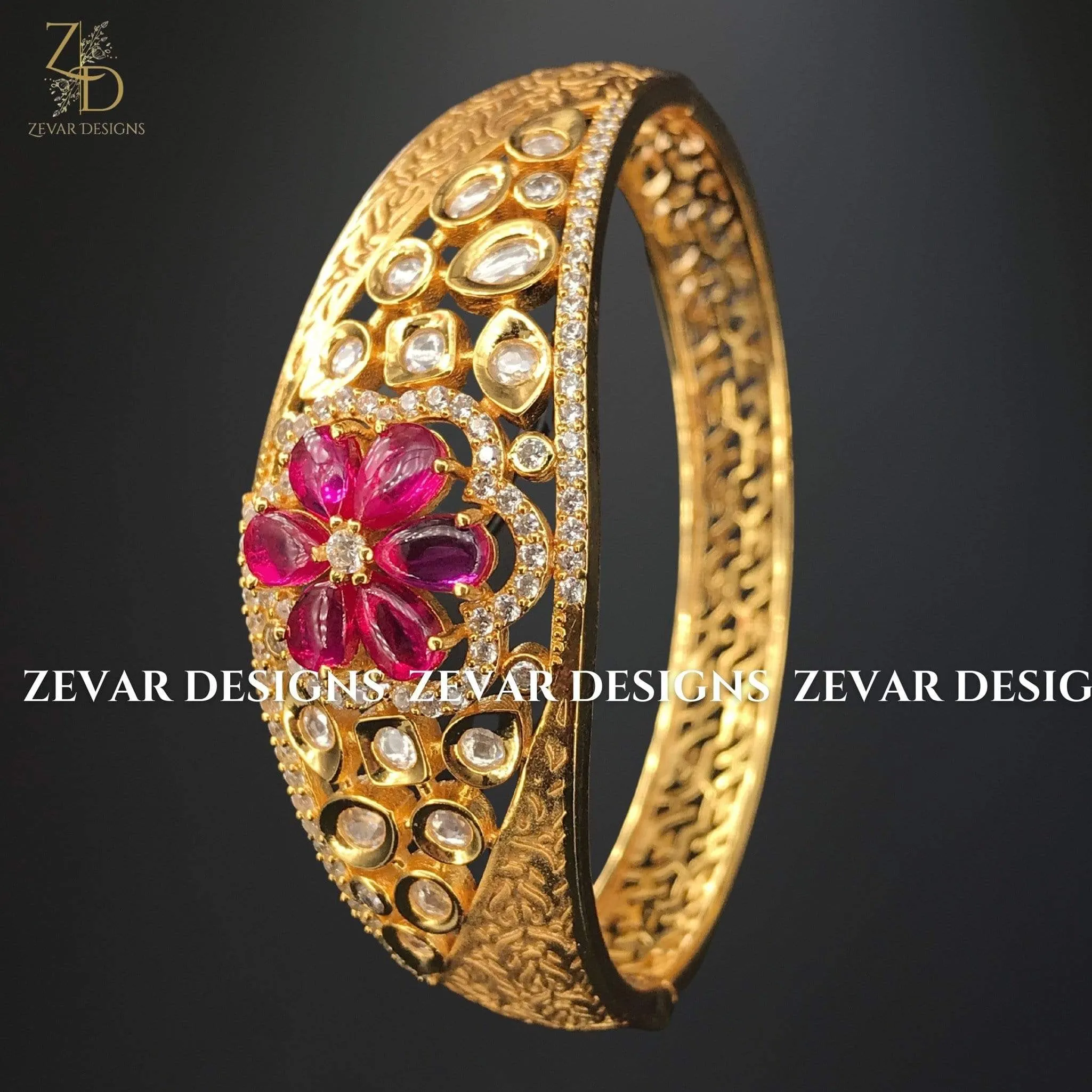 Kundan AD Bracelet - Ruby Red