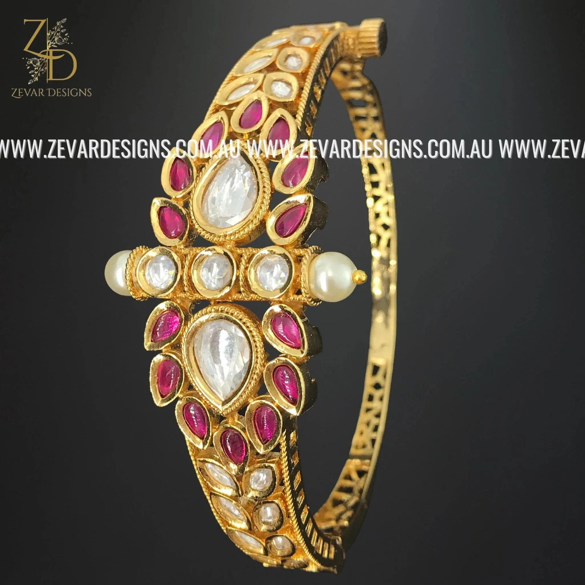 Kundan Bracelet - Ruby Red