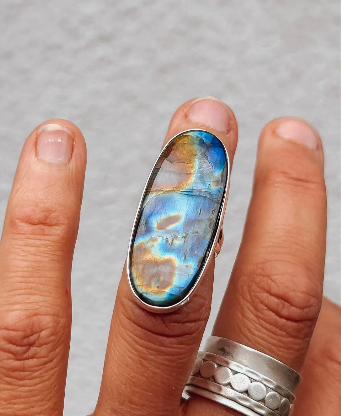 Labradorite Stunning Statement Ring- size M
