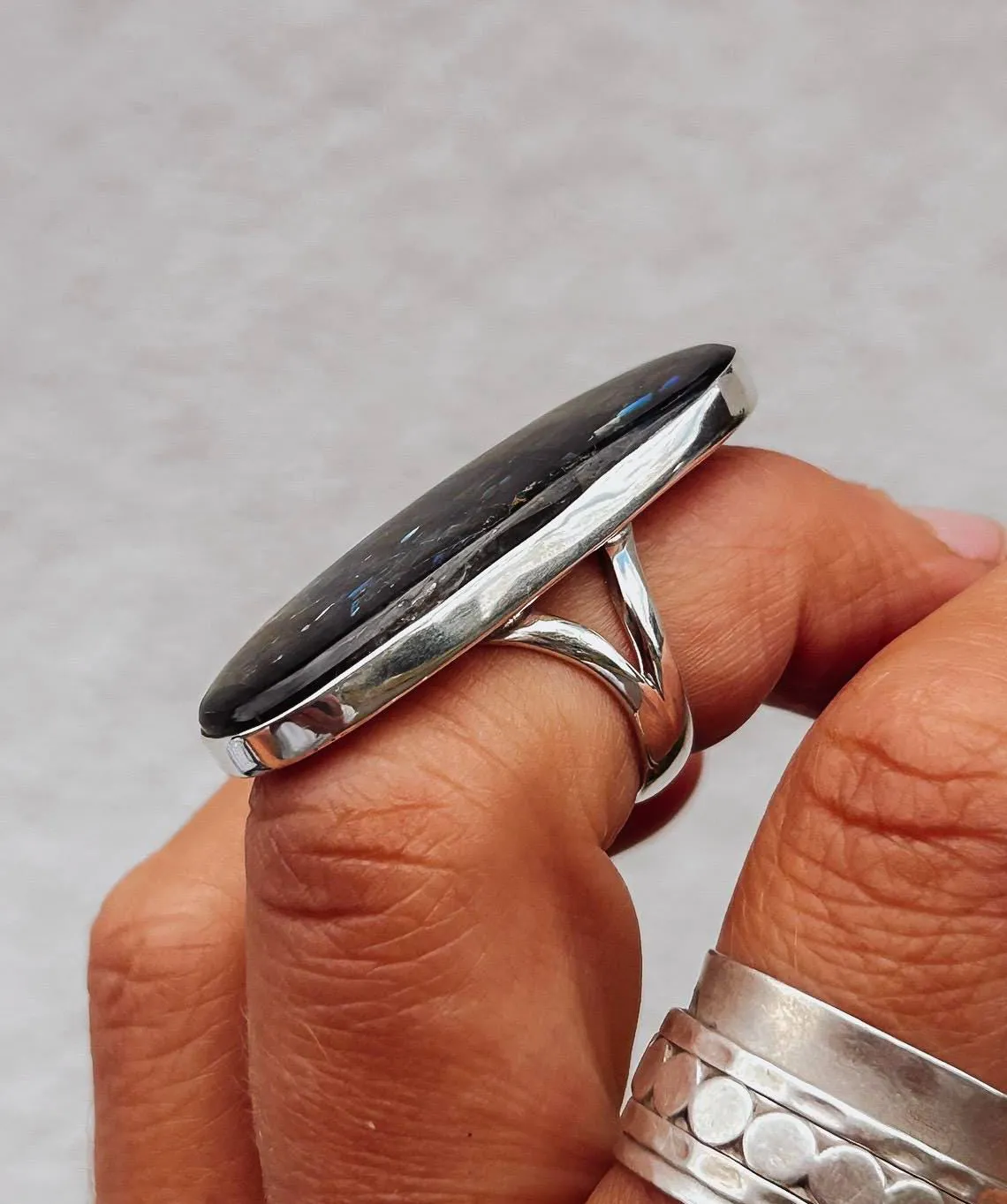 Labradorite Stunning Statement Ring- size M