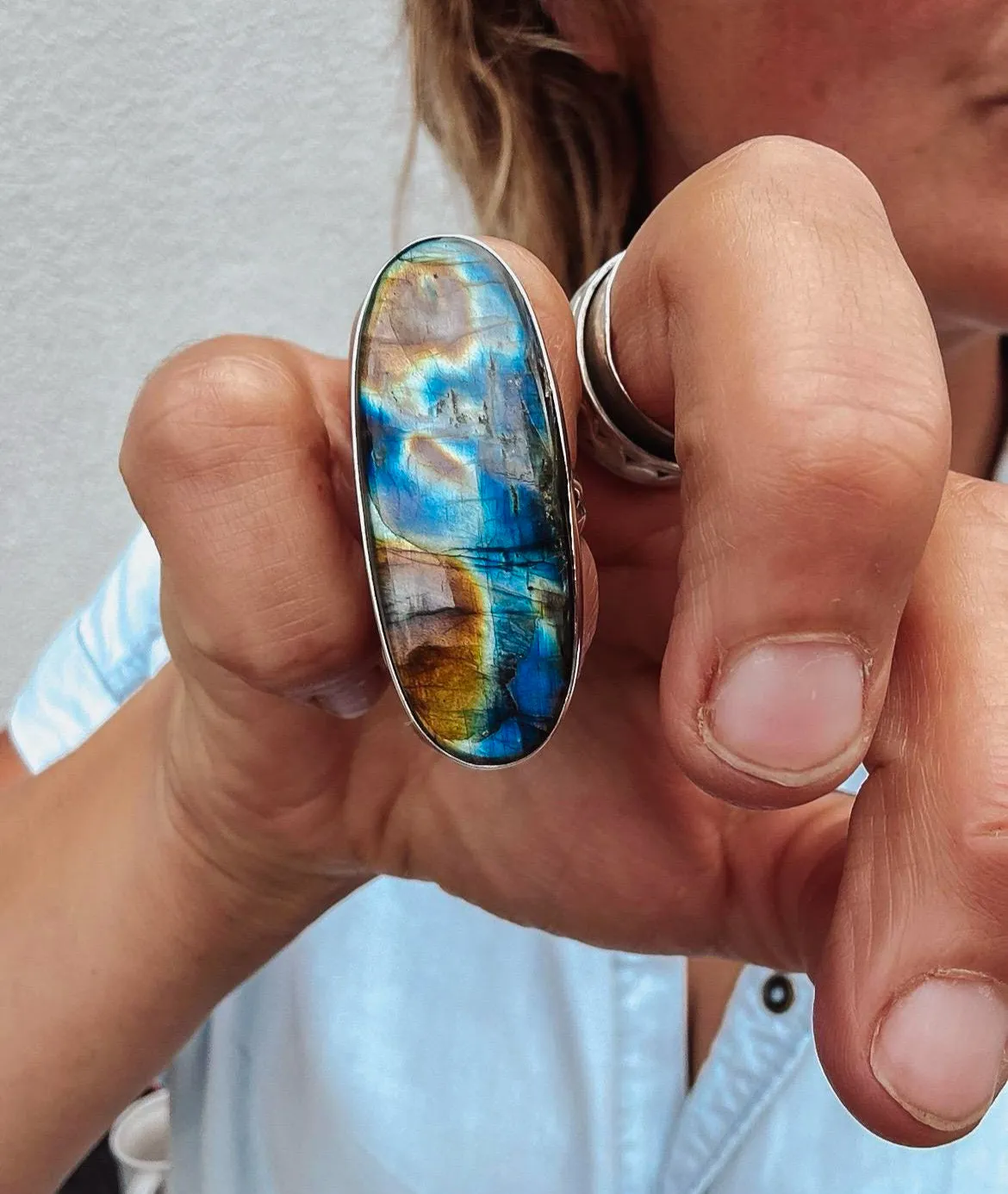 Labradorite Stunning Statement Ring- size M