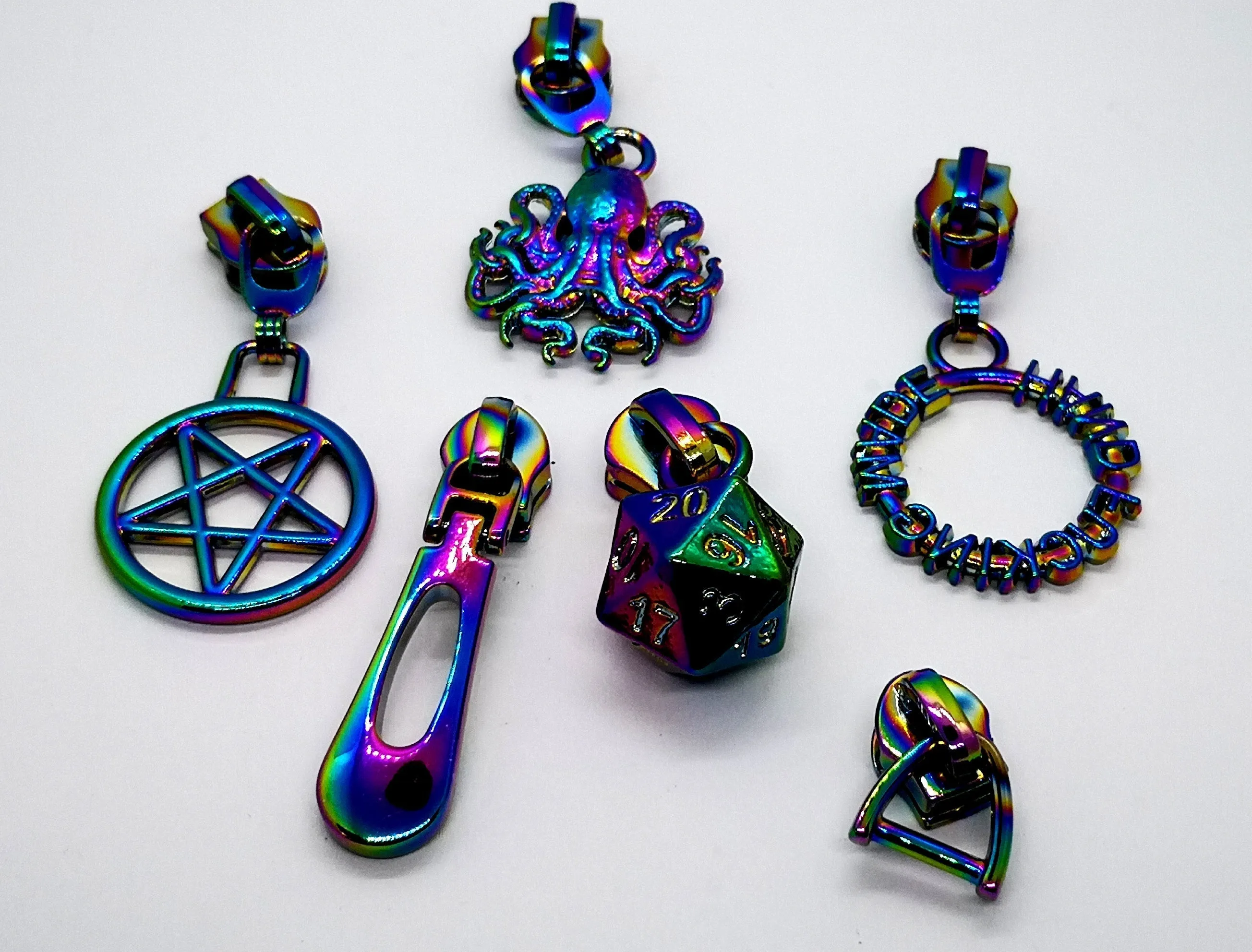 ***Last Chance*** Rainbow Blank (D-RING) Zipper Pull set of 5