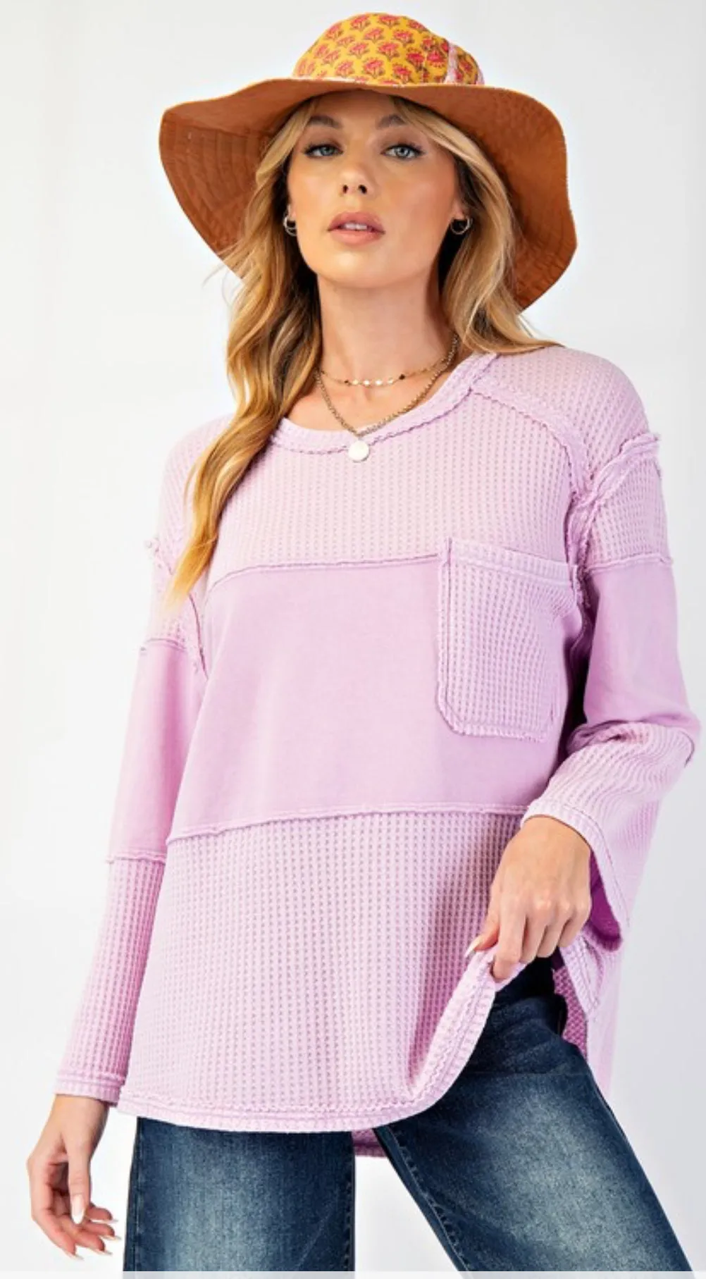 Lavender Bliss Waffle Knit Pullover