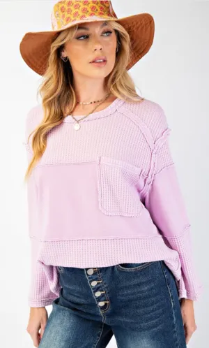 Lavender Bliss Waffle Knit Pullover