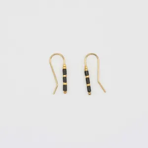 LULI BLACK BEADED DROP EARRINGS