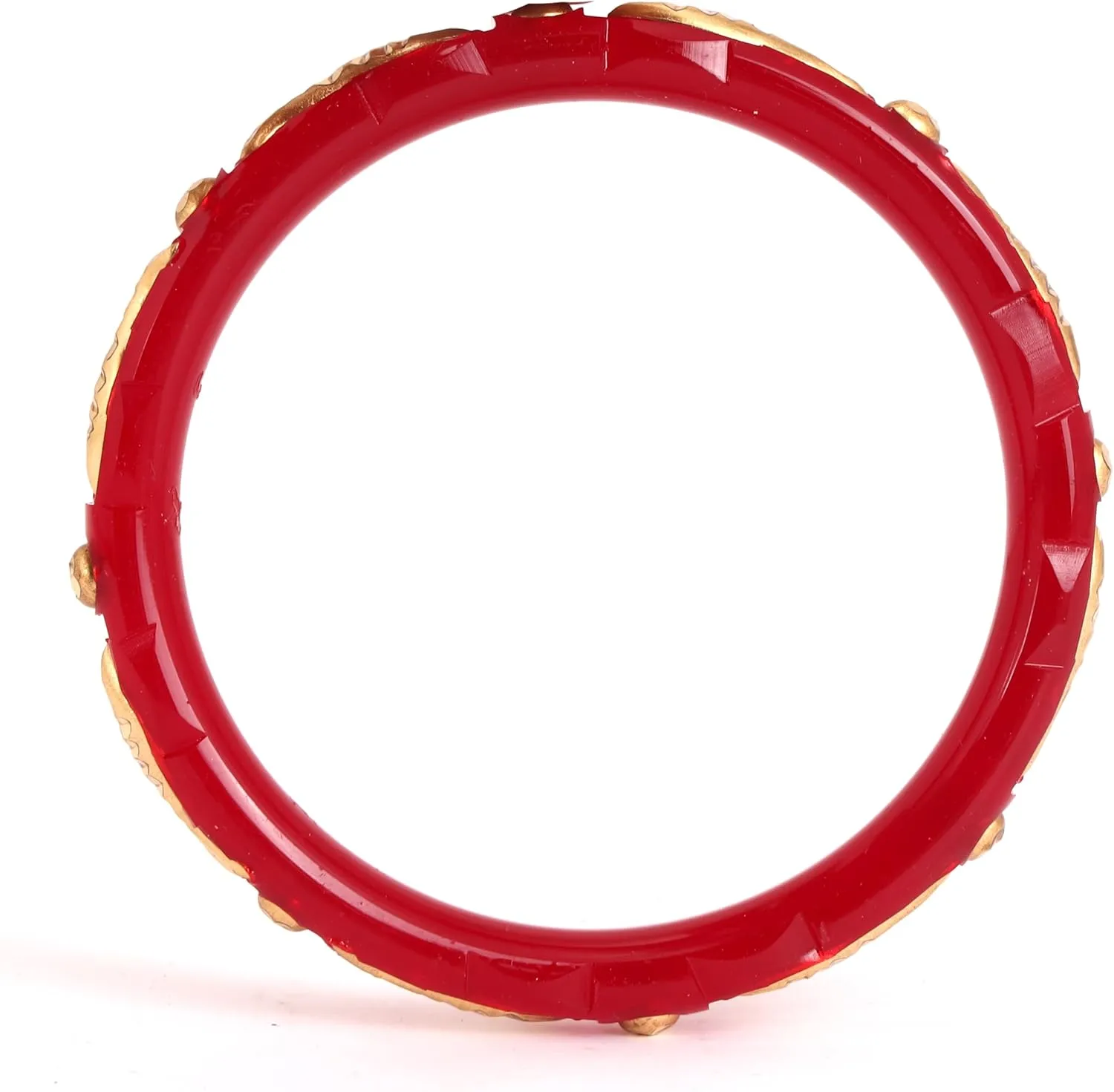 Meenakshi imitation Indian Women's Traditional Red Pola Bangles Set of 2 Handmade Fish Design Gold Plated Bracelet Bangle Jewelry With Box Gift For Her