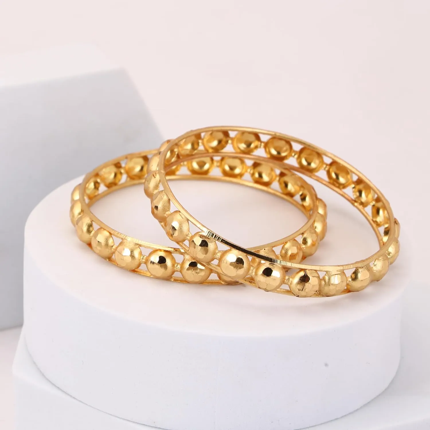 Meenakshi imitation Set of 2 Handcrafted Gold Plated Pea Pod Matar Bangles Bollywood Designer Jewelry Gift For Her Bangle Bracelets In Gold Tone For Women