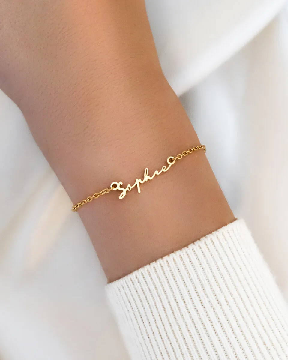Mini Signature Name Bracelet (Gold)