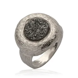 Natural crystal quartz 4 Carat Gray Agate Druzy Stone 925 Sterling Silver Handcrafted Statement Ring  Gypsy ring, Bohemian ring, Hippie ring