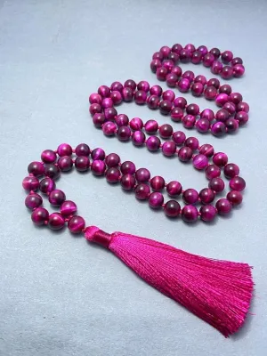 Natural Pink Tiger's Eye 8mm 108 Mala Beads, Spiritual, Meditation Beads, Reiki, Japa Mala, Buddhist Prayer Beads, Yoga Bracelet, healing beads LKMALA-RRGU-3593
