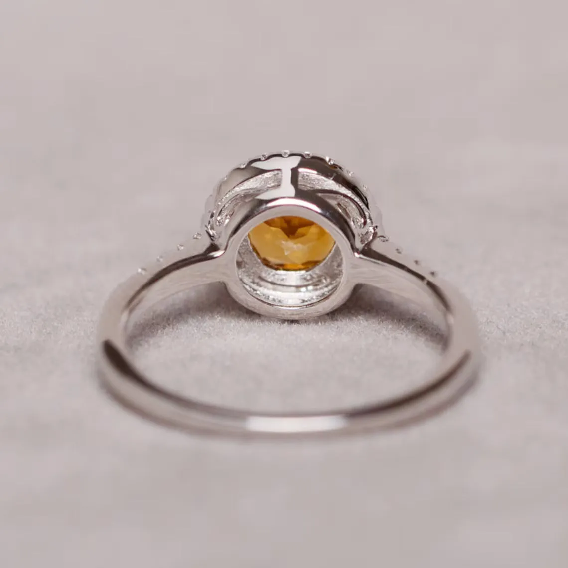 Natural Round Cut Citrine 925 Solid Sterling Silver Engagement Rings
