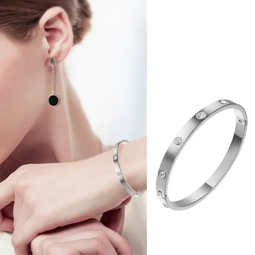 New Arrival Promotion Stainless Steel Women Gold color Shackle Bangle Lady Arm Bracelet Love Bangles bracelet for women
