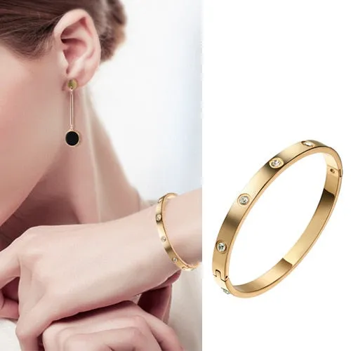 New Arrival Promotion Stainless Steel Women Gold color Shackle Bangle Lady Arm Bracelet Love Bangles bracelet for women