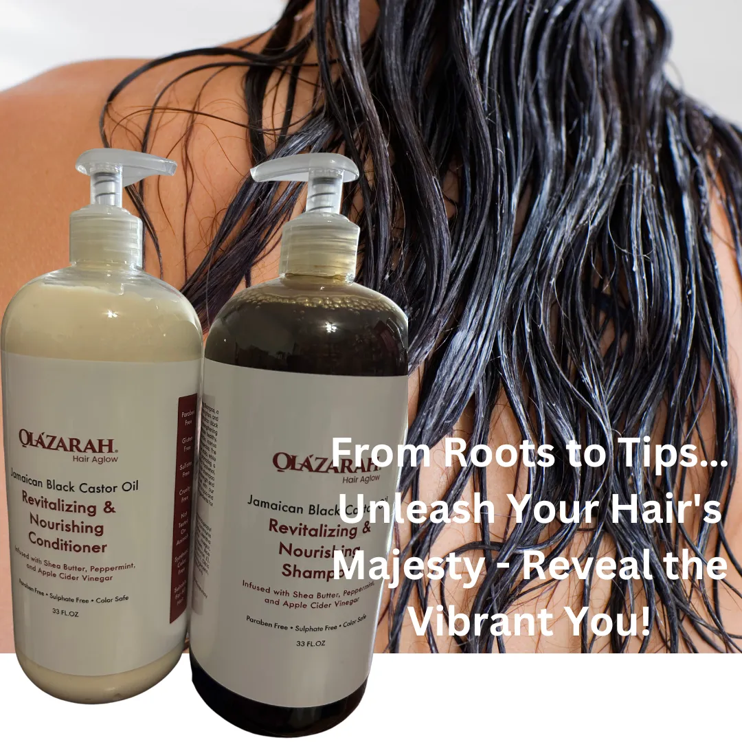 OLAZARAH Jamaican Black Castor Oil Shampoo and Conditioner Set - 33 Fl Oz Each