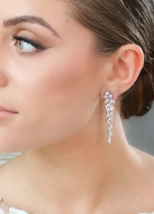 OPHELIA Simulated Diamond Delicate Long Drop Earrings