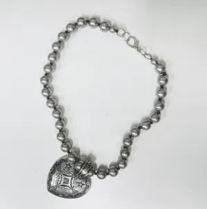 Ornate Heart Pearl Necklace