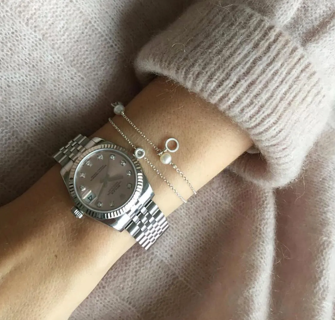 Piccolo Silver Bracelet w. White Pearls