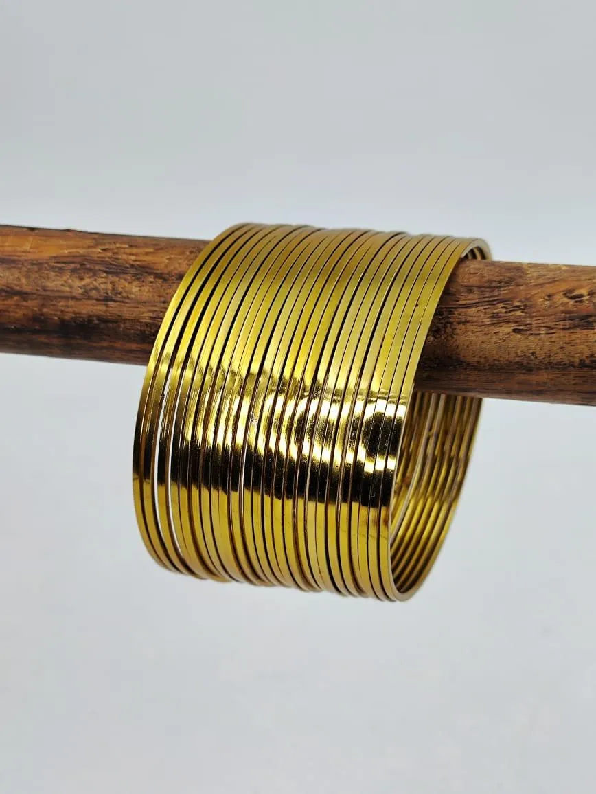 Plain 24 Bangles Set, 24 Thin Bangles set, Bracelet Set, Golden Chudiya, Bollywood, Kadas, Mix n Match
