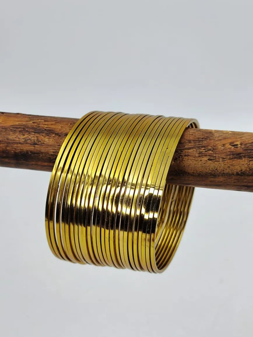 Plain 24 Bangles Set, 24 Thin Bangles set, Bracelet Set, Golden Chudiya, Bollywood, Kadas, Mix n Match
