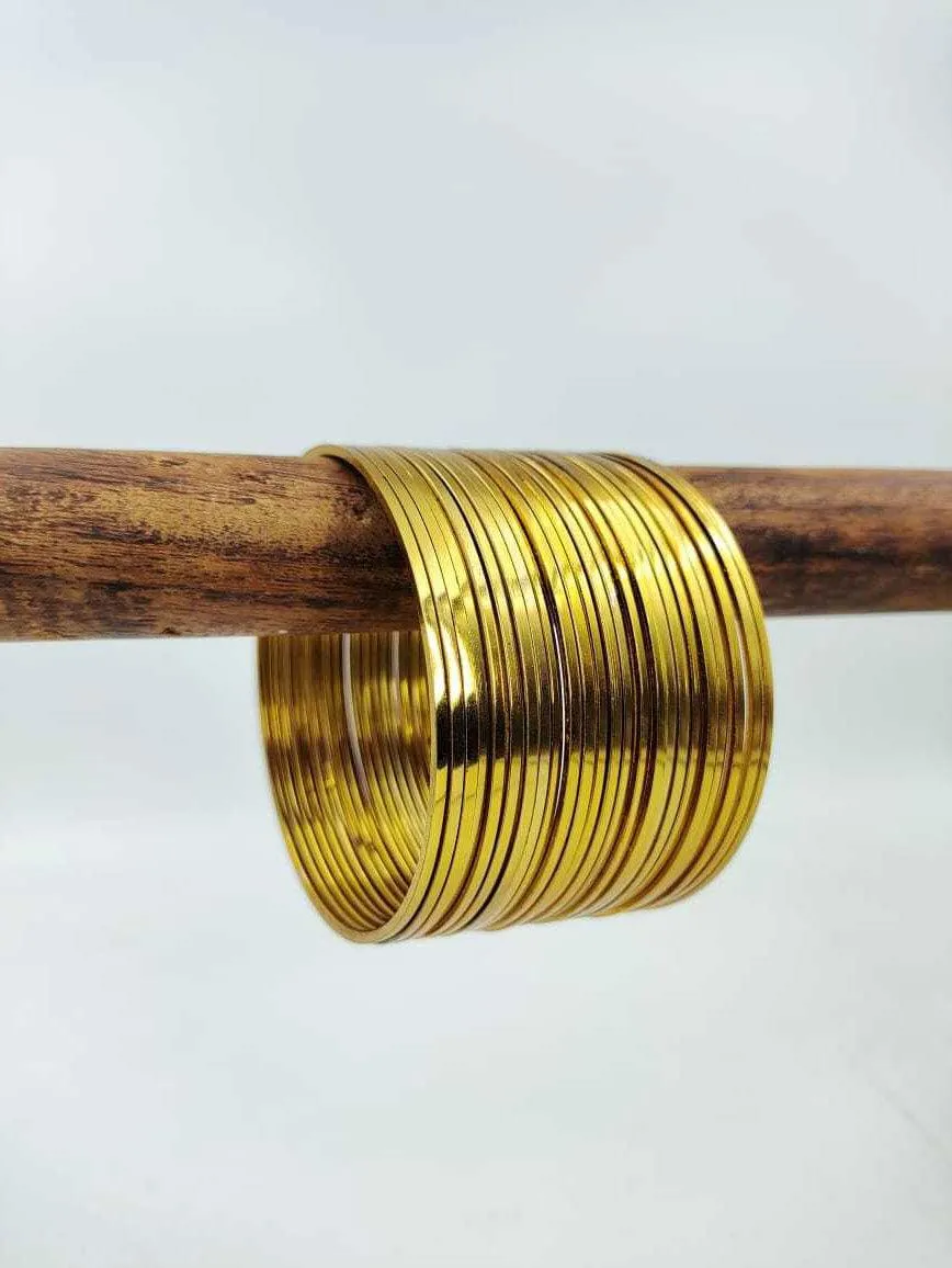 Plain 24 Bangles Set, 24 Thin Bangles set, Bracelet Set, Golden Chudiya, Bollywood, Kadas, Mix n Match