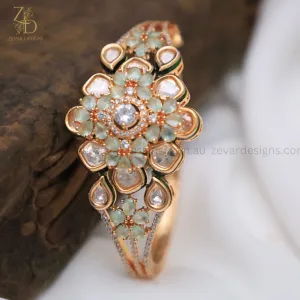 Polki Oval Shape Bracelet - Mint