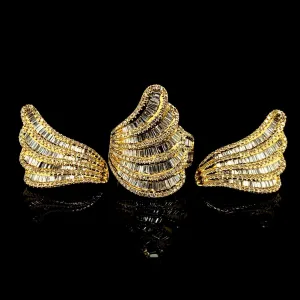 PREORDER| Golden Angel Wings Diamond Statement Jewelry Set 14kt