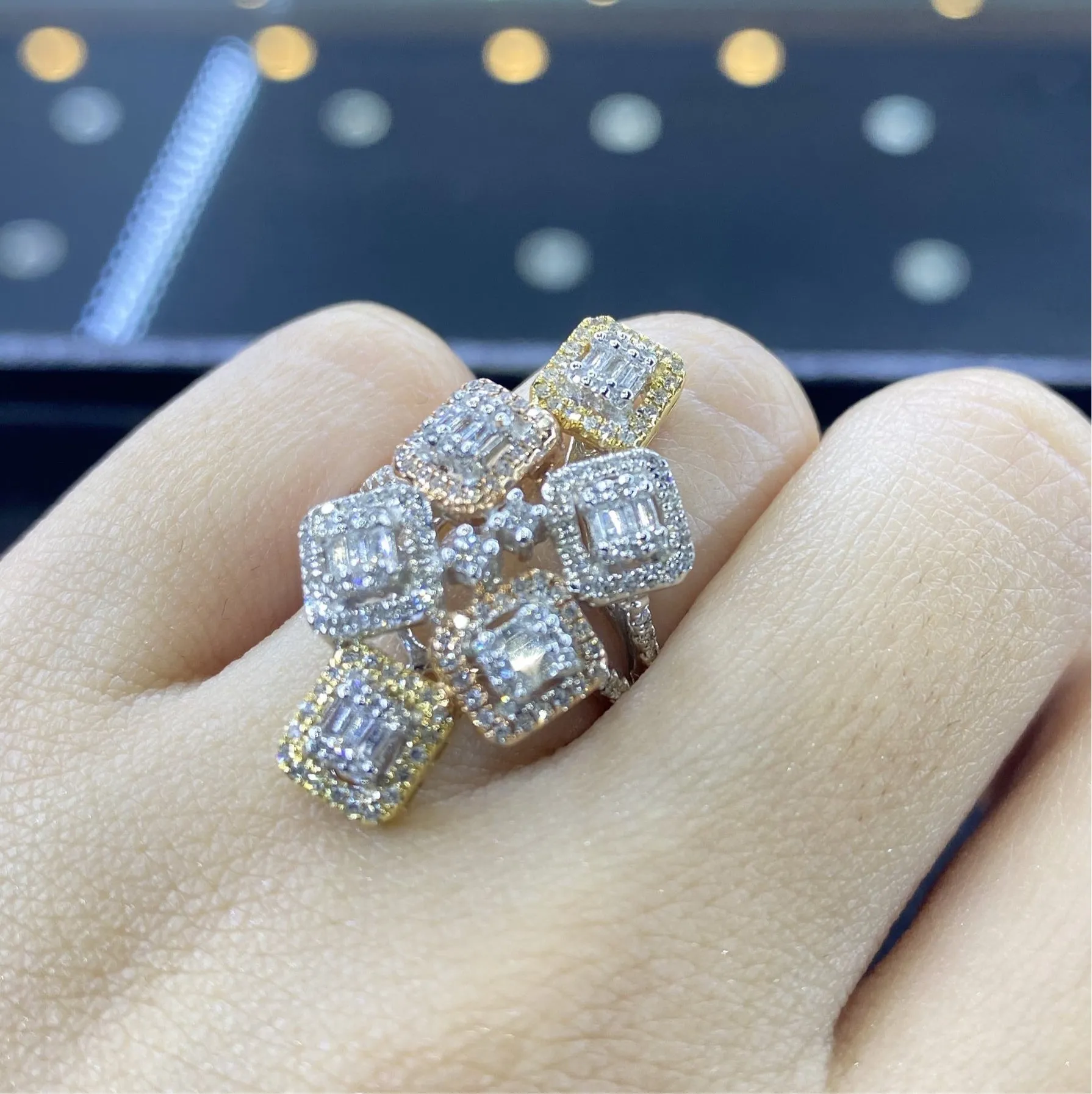 PREORDER | Multi-Tone Emerald Cluster Shape Diamond Ring 14kt
