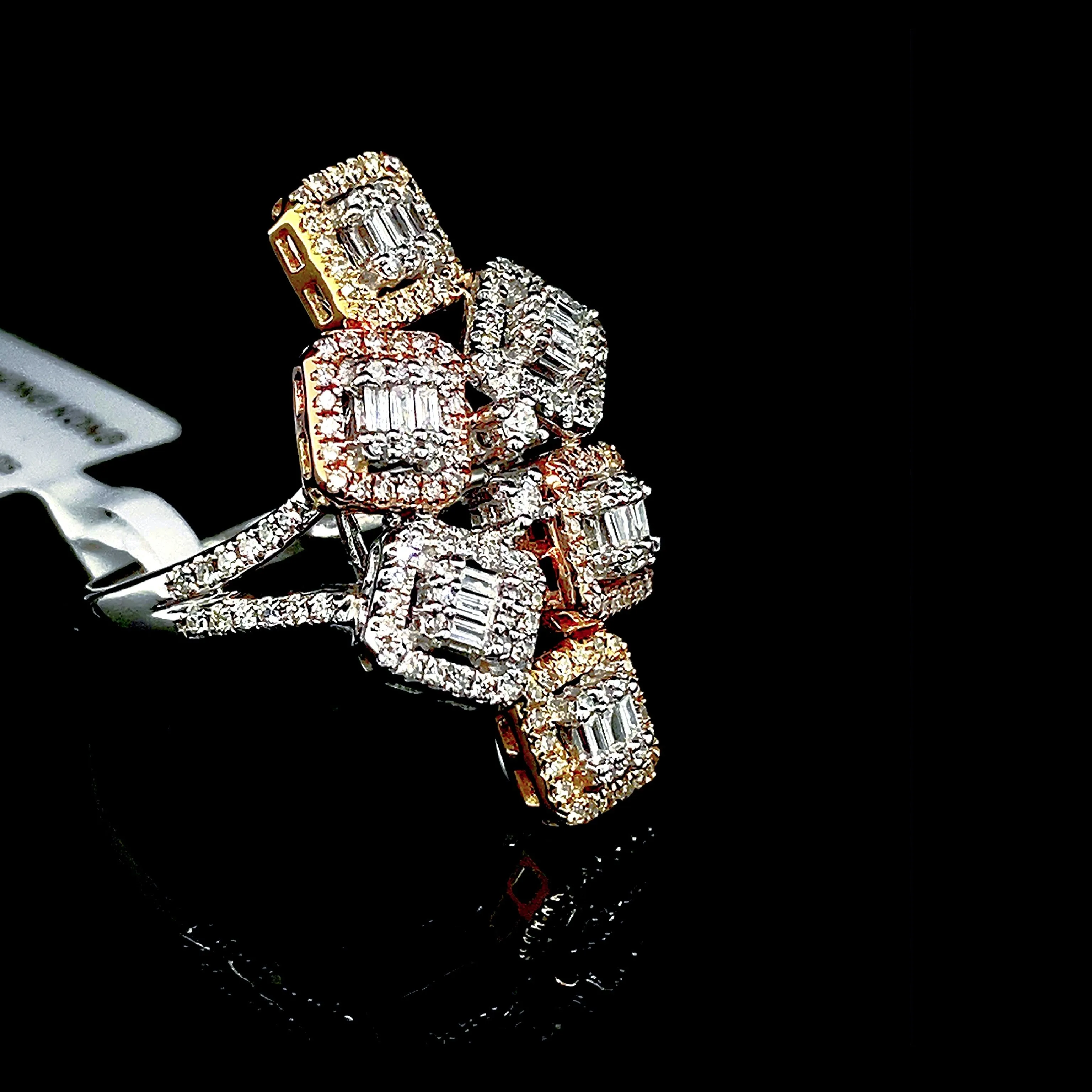 PREORDER | Multi-Tone Emerald Cluster Shape Diamond Ring 14kt